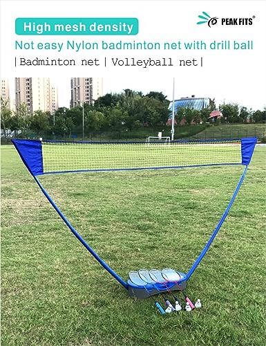 Taşınabilir Badminton Ağı Seti Depolama Tabanı ile Peak Fits, 10x5 ft Ağ, 4 Badminton Raketi, 4 Şort ve 8 Kavrama Bandı ile Badminton Seti, Aile Oyunu, Çocuklar, Plaj Bahçe Kombine Seti - 5