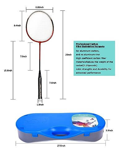 Taşınabilir Badminton Ağı Seti Depolama Tabanı ile Peak Fits, 10x5 ft Ağ, 4 Badminton Raketi, 4 Şort ve 8 Kavrama Bandı ile Badminton Seti, Aile Oyunu, Çocuklar, Plaj Bahçe Kombine Seti - 7