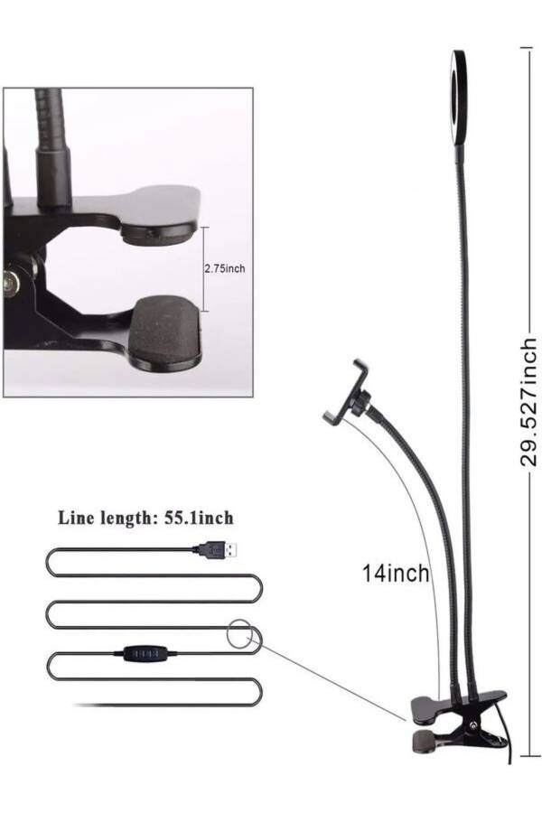 Taşınabilir Led Işıklı Tablet&Telefon Tutucu Tripod Mini Halka Youtuber Tiktok Makyaj Işığı Mandal - 11