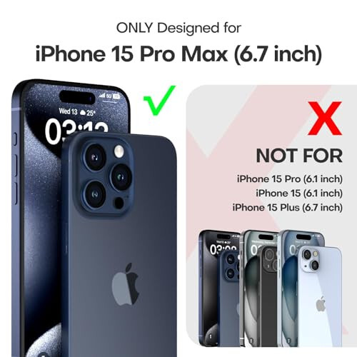 TAURI iPhone 15 Pro Max uchun 3-in-1 qopqoq, shaffof, [sarg'aymaydi], 2X ekran himoyachisi bilan, [15 fut harbiy darajadagi himoya] zarba qarshi qopqoq iPhone 15 Pro Max 6.7 dyuym - 2