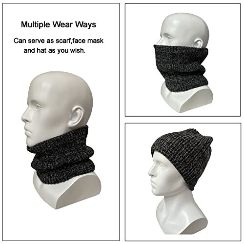 Tazhmily Winter Scarf Neck Warmer Gaiter - Men Women Cold Weather Knit Warm Fleece Ski Tube Circle Scarves Windproof Gift - 9