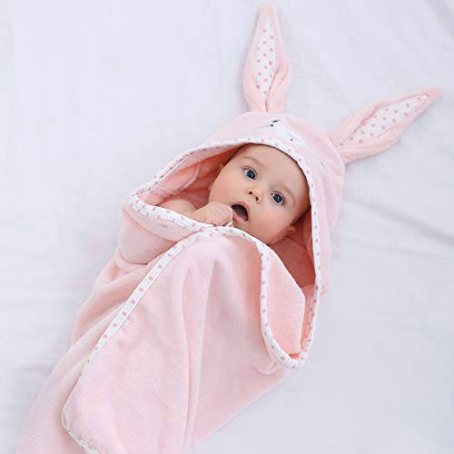 TBEZY Baby Hooded Towel with Unique Animal Design Ultra Soft Thick Cotton Bath Towel for Newborn (Bunny) - 7