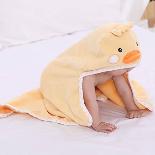 TBEZY Baby Hooded Towel with Unique Animal Design Ultra Soft Thick Cotton Bath Towel for Newborn (Chick) - 12