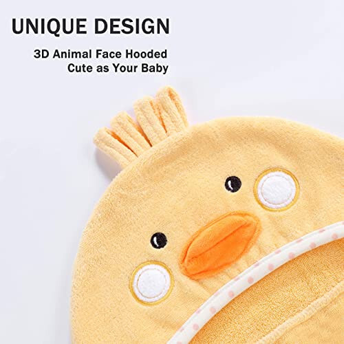 TBEZY Baby Hooded Towel with Unique Animal Design Ultra Soft Thick Cotton Bath Towel for Newborn (Chick) - 13