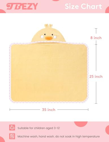 TBEZY Baby Hooded Towel with Unique Animal Design Ultra Soft Thick Cotton Bath Towel for Newborn (Chick) - 1