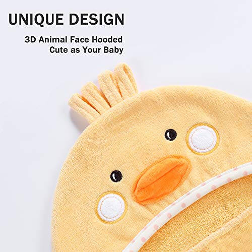 TBEZY Baby Hooded Towel with Unique Animal Design Ultra Soft Thick Cotton Bath Towel for Newborn (Chick) - 7