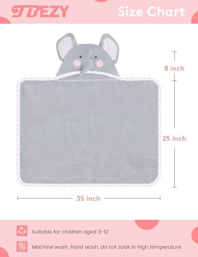 TBEZY Baby Hooded Towel with Unique Animal Design Ultra Soft Thick Cotton Bath Towel for Newborn (Elephant) - 1