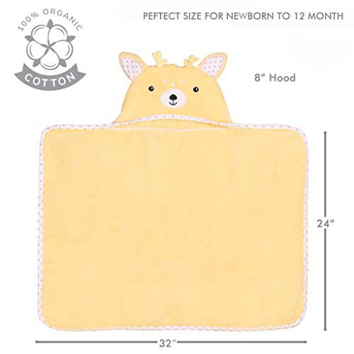 TBEZY Baby Hooded Towel with Unique Animal Design Ultra Soft Thick Cotton Bath Towel for Newborn (Fawn) - 3