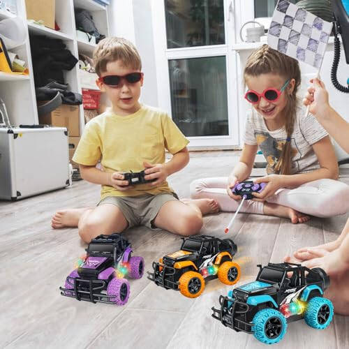 Tcvents Remote Control Car, Girls Off Road Rc Car 1:20 Scale Remote Control Truck Car Toys for Kids Age 3-5, Rc Truck Racing Car Vehicles with 3 Color Lights for Kids 5-7 8-12 Birthday Gift, Purple - 6