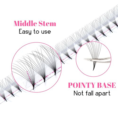 TDANCE Premade Fans Eyelash Extensions 320 Fans Pre Made Fans Lash Extensions Middle Stem Heat Bonded Premade Lash Fans Volume Lash Extensions (320-10D-0.03-C-8-15mm) - 3