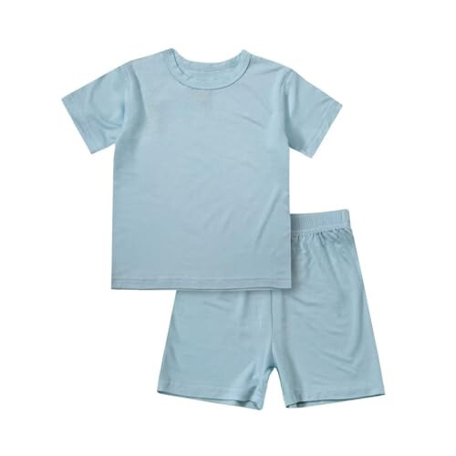 Teach Leanbh Toddler Baby Boys Girls Bamboo Viscose Pajamas Set Round Neck Short Sleeve Snug Fit Sleepwear Pjs 12M-5Y - 25