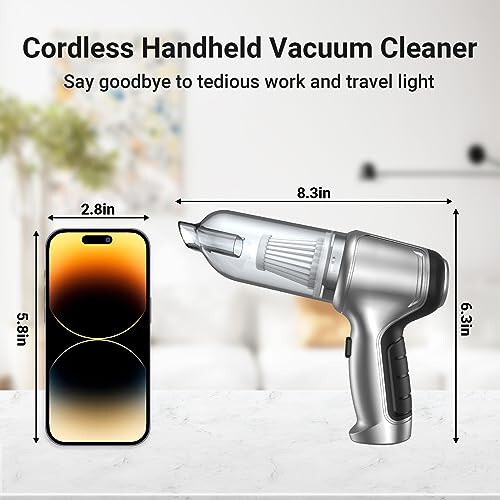 Tecfino Wireless Handheld Car Vacuum Cleaner, Mini Cordless Rechargeable Car Vacuum Cleaner High Power, 3 in 1 Strong Suction Portable Vacuum Cleaner for Car/Home/Office/Pet Hair Cleaning, Silver - 7