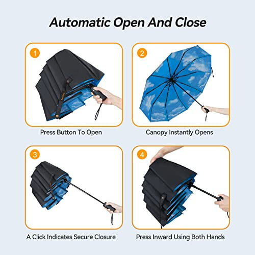 TechRise Large Windproof Umbrella, Wind Resistant Compact Travel Folding Umbrellas, Ladies Auto Open Close Strong Wind Proof Rain Proof with 10 Ribs golf umbrella collapsible for Men Women - 14