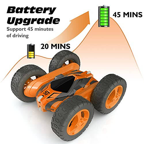 Tecnock Remote Control Car for Kids, 360° Rotating Double Sided Flip RC Stunt Car, 2.4GHz 4WD Toy Car with Rechargeable Battery for 45 Min Play, Great Gifts for Boys and Girls - 3