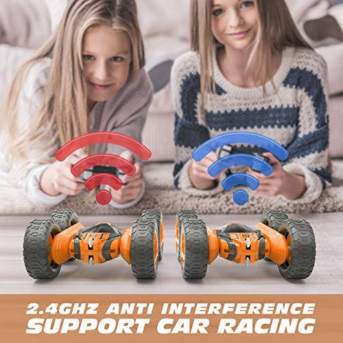 Tecnock Remote Control Car for Kids, 360° Rotating Double Sided Flip RC Stunt Car, 2.4GHz 4WD Toy Car with Rechargeable Battery for 45 Min Play, Great Gifts for Boys and Girls - 4