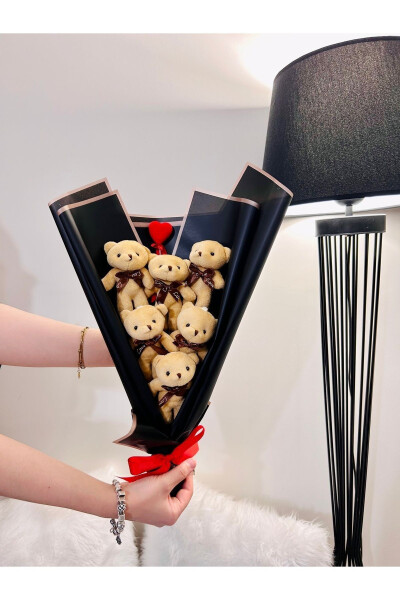 Teddy Bear Black Plush Bear Bouquet Anniversary Birthday Special Gift for Lover - 17