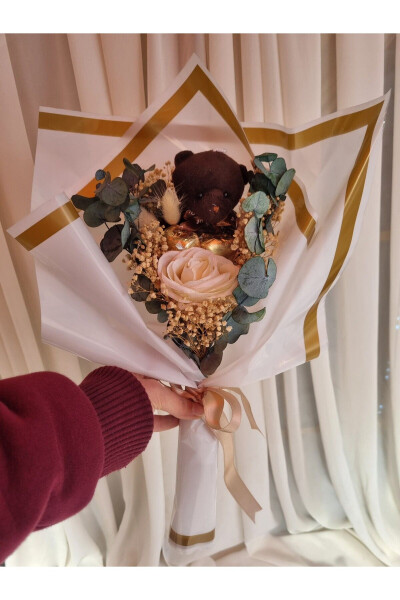 Teddy Bear Bouquet Chocolate Gift for Boyfriend/Gift for Friend/Birthday Gift - 3