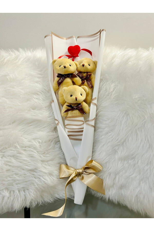 Teddy Bear Oq Mini Shlyapa Ayiqcha Buket Yillik Tug'ilgan Kuni Maxsus Sevgiliga Sovg'a - 6