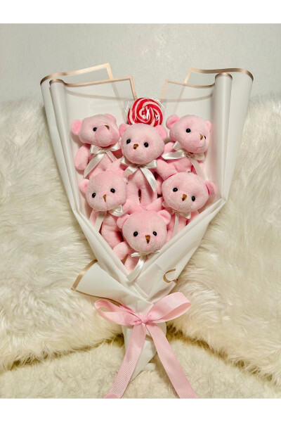 Teddy Bear Pink Candy Bear Bouquet, Special Anniversary Birthday Gift for Lover - 6