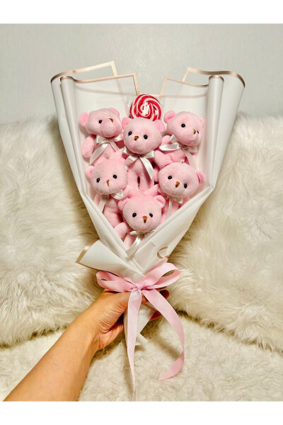 Teddy Bear Pink Candy Bear Bouquet, Special Anniversary Birthday Gift for Lover - 7