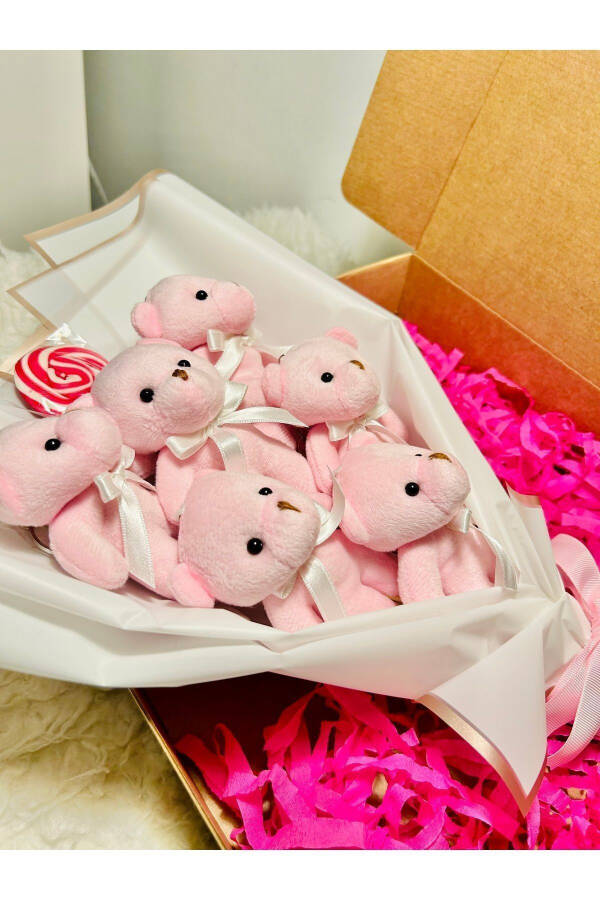 Teddy Bear Pink Candy Bear Bouquet, Special Anniversary Birthday Gift for Lover - 9