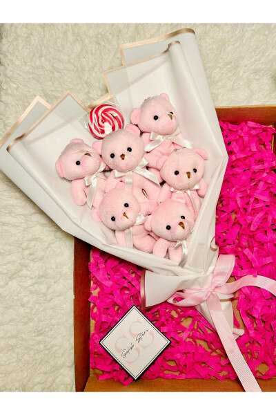 Teddy Bear Pink Candy Bear Bouquet, Special Anniversary Birthday Gift for Lover - 10