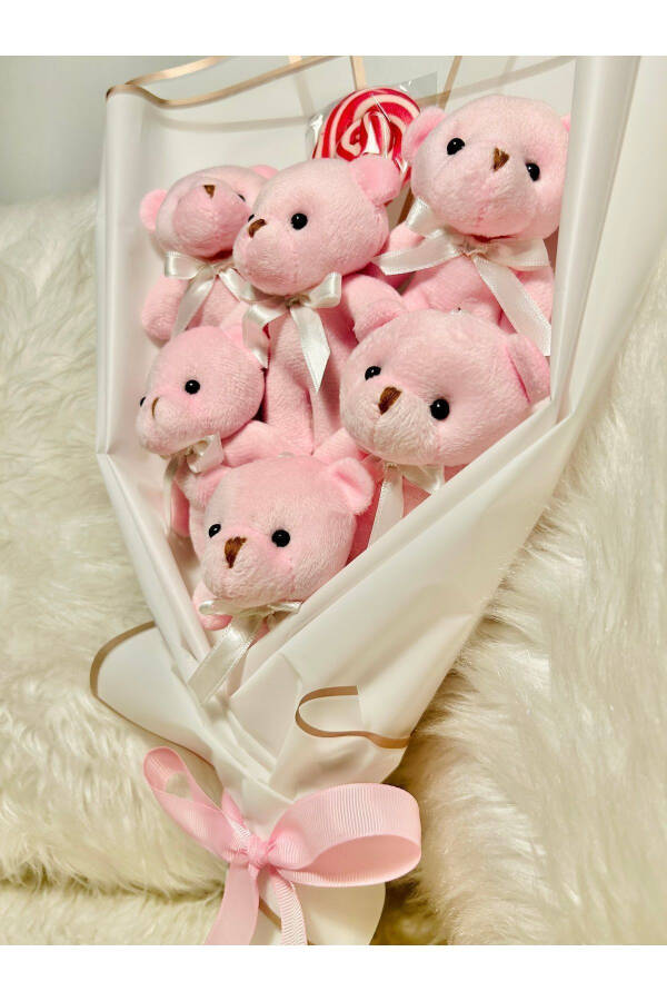 Teddy Bear Pink Candy Bear Bouquet, Special Anniversary Birthday Gift for Lover - 9