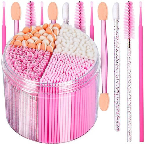 Teenitor 310PCS makeup artist kit essentials, Disposable Makeup Applicators, Marcara Wands Lip Applicators Disposable,Microswabs, Eyeshadow Applicators, Artist Supplies for Makeup with Storage Box - 7