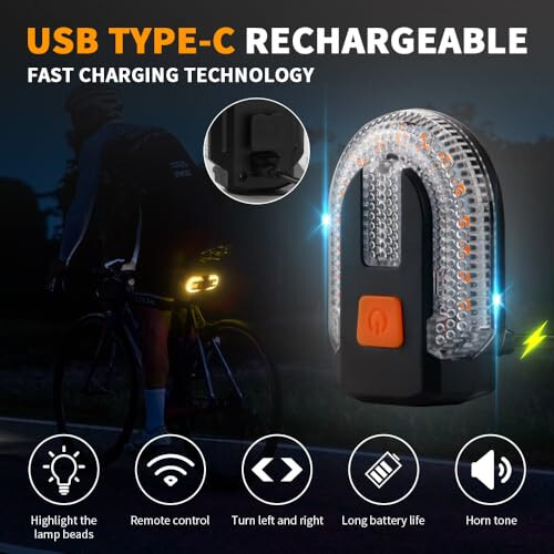 TEGUANGMEI Bike Tail Light with Turn Signal, Split Bicycle Rear Lights, USB Rechargeable Turn Signal Bike Taillights for Cycling, Cyclist Safety Warning Bike Light 5 Mode (Only One Remote Control) - 4