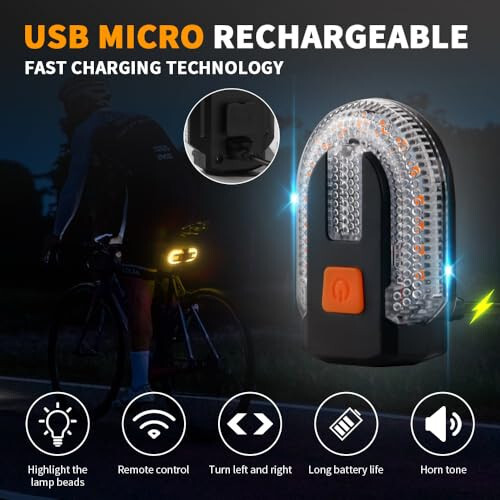 TEGUANGMEI Bike Tail Light with Turn Signal, Split Bicycle Rear Lights, USB Rechargeable Turn Signal Bike Taillights for Cycling, Cyclist Safety Warning Bike Light 5 Mode (Only One Remote Control) - 6