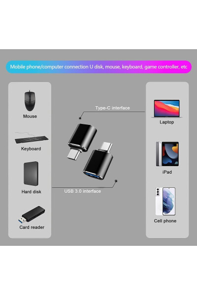 Telefonlarga flesh xotira ulash uchun Type C Usb 3.1 OTG Metal Adapter - 2