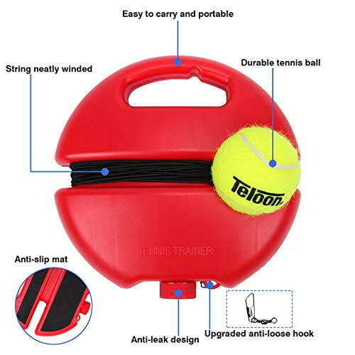 Teloon Solo Tennis Trainer Rebound Ball with String for Self Tennis Practice Training Tool for Adults or Kids Beginners with 2 String Balls Elastic and a Portable Mesh Bag - 2