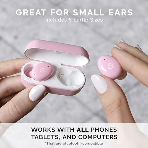 Tempo 30 Pink Wireless Earbuds for Small Ears with Premium Sound, Comfortable Bluetooth Ear Buds for Women and Men, Earphones for Small Ear Canals with Mic, Sweatproof, Long Battery, Loud Bass - 8