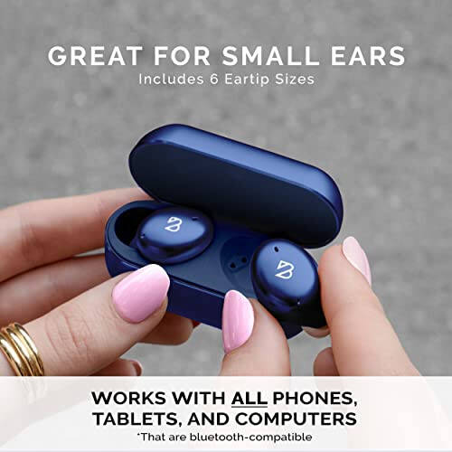 Tempo 30 Wireless Earbuds for Small Ears with Premium Sound, Comfortable Bluetooth Ear Buds for Women and Men, Blue Earphones for Small Ear Canals with Mic, IPX7 Sweatproof, Long Battery, Loud Bass - 7