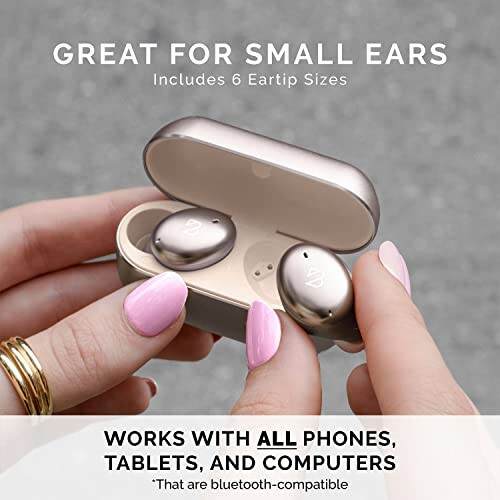 Tempo 30 Wireless Earbuds for Small Ears with Premium Sound, Comfortable Bluetooth Ear Buds for Women and Men, Gold Earphones for Small Ear Canals with Mic, IPX7 Sweatproof, Long Battery, Loud Bass - 7