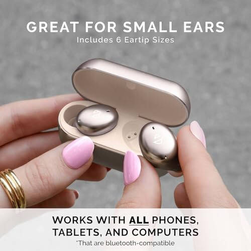 Tempo 30 Wireless Earbuds for Small Ears with Premium Sound, Comfortable Bluetooth Ear Buds for Women and Men, Gold Earphones for Small Ear Canals with Mic, IPX7 Sweatproof, Long Battery, Loud Bass - 3