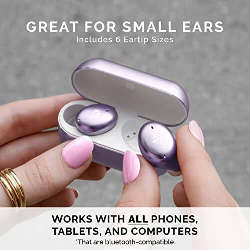 Tempo 30 Wireless Earbuds for Small Ears with Premium Sound, Comfortable Bluetooth Ear Buds for Women and Men, Purple Earphones for Small Ear Canals with Mic, IPX7 Sweatproof, Long Battery, Loud Bass - 8