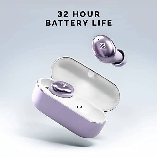 Tempo 30 Wireless Earbuds for Small Ears with Premium Sound, Comfortable Bluetooth Ear Buds for Women and Men, Purple Earphones for Small Ear Canals with Mic, IPX7 Sweatproof, Long Battery, Loud Bass - 12