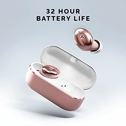 Tempo 30 Wireless Earbuds for Small Ears with Premium Sound, Comfortable Bluetooth Ear Buds for Women and Men, Rose Gold Pink Earphones for Small Ear Canals with Mic, Sweatproof, Long Battery, Bass - 12