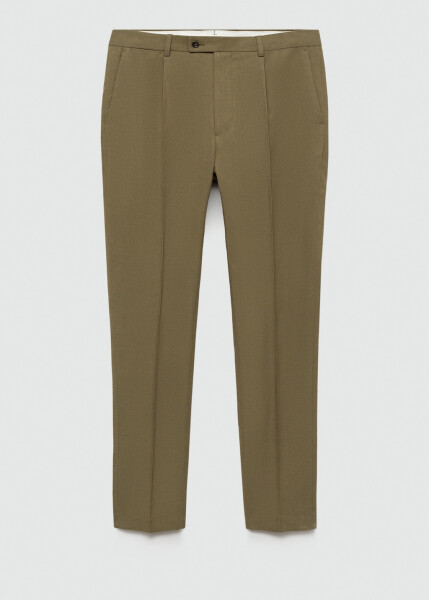 Tencel™ slim fit pleated pants - Khaki - 1