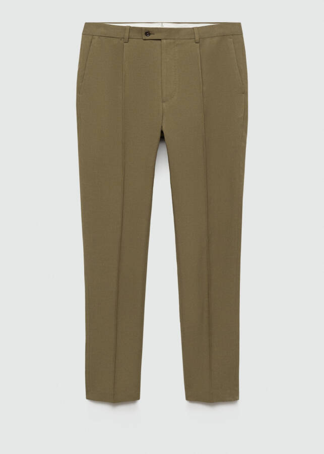 Tencel™ slim fit pleated pants - Khaki - 1