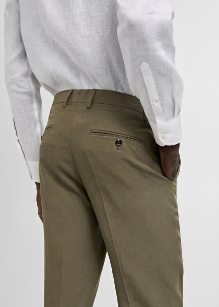 Tencel™ slim fit pleated pants - Khaki - 9