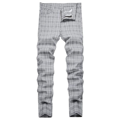 TENGINE Erkekler İçin Keten Pantolon, Erkek Dar Kesim Esnek Slim Fit Çino Golf İş Elbisesi Günlük Pantolon - 1