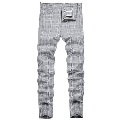 TENGINE Erkekler İçin Keten Pantolon, Erkek Dar Kesim Esnek Slim Fit Çino Golf İş Elbisesi Günlük Pantolon - 1