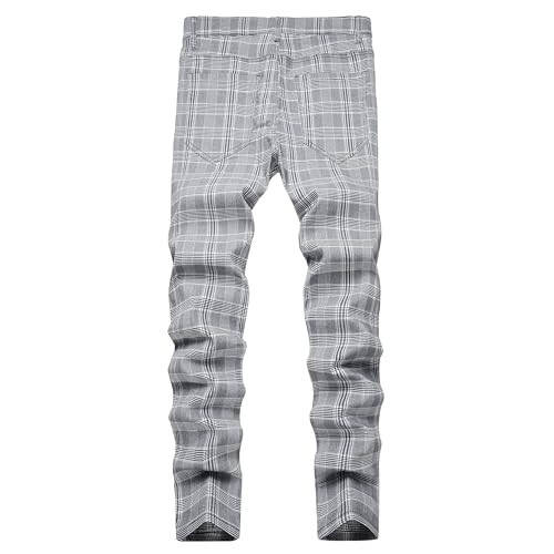 TENGINE Erkekler İçin Keten Pantolon, Erkek Dar Kesim Esnek Slim Fit Çino Golf İş Elbisesi Günlük Pantolon - 2