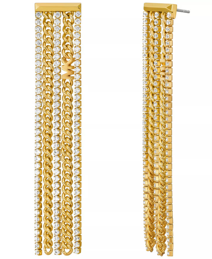 Tennis Chain Drop Earrings Gold - 1