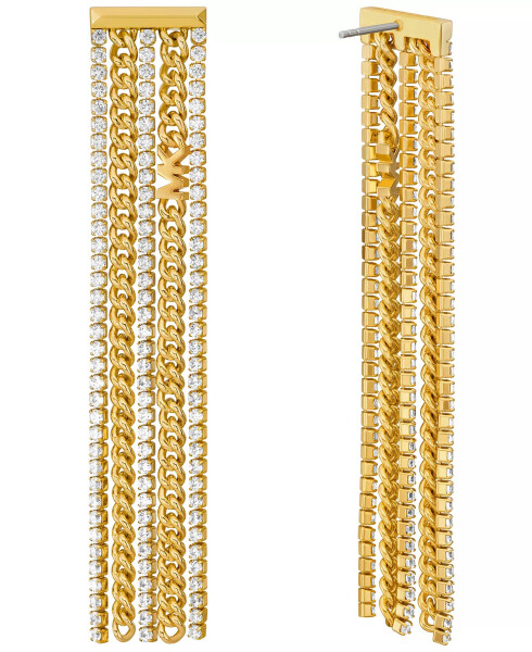 Tennis Chain Drop Earrings Gold - 2