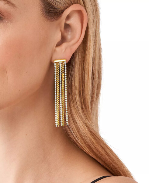 Tennis Chain Drop Earrings Gold - 3