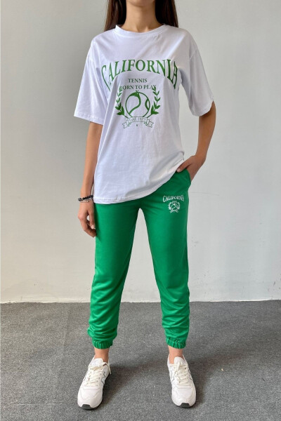 Tennis Oq T-shirt Yashil Sport Shimlari - Jogger T-shirt Pastki Yuqori Sport Kiyimlari Oversize Velosiped Yaka - 4