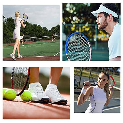 Tennis Racket Pre-Strung Lightweight 27 Inch Racquet Recreational Adult Rackets for Men Women Students Training Tennis Starter Kit with Balls, Carry Bag and Overgrips - 6